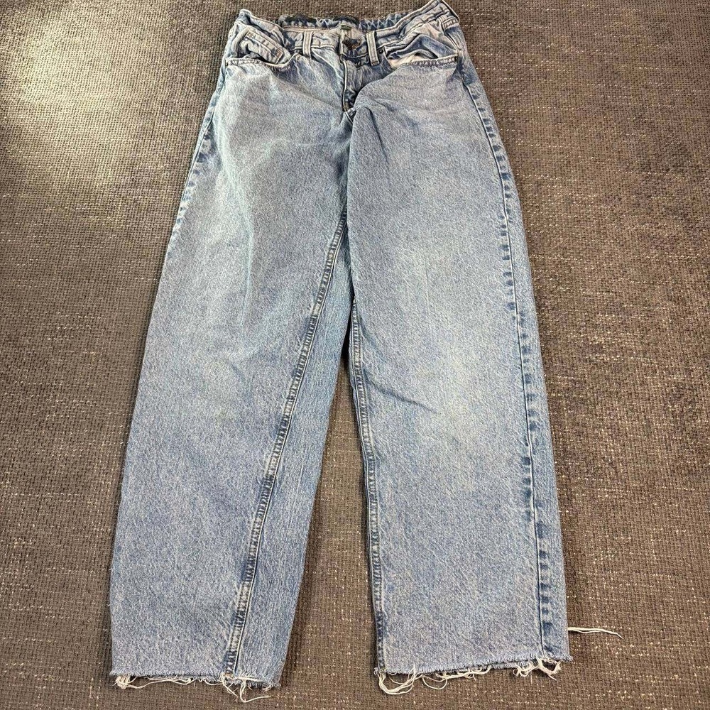 Wild Fable 90s Relaxed Straight Jeans Women 2 Light Wash Blue Raw Hem Y2K